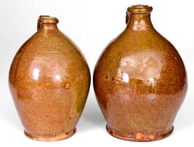 Lot of Two: Redware Jugs, New York State or Maine