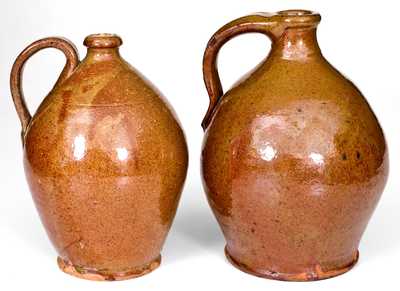 Lot of Two: Redware Jugs, New York State or Maine