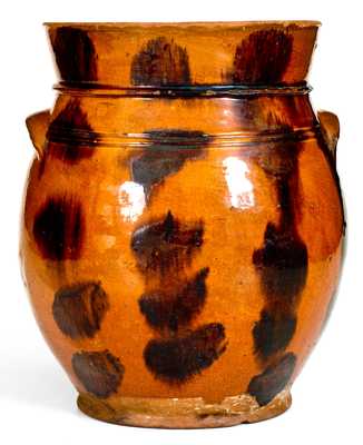 Norwalk, CT Redware Jar with Elaborate Manganese Decoration