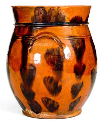 Norwalk, CT Redware Jar with Elaborate Manganese Decoration