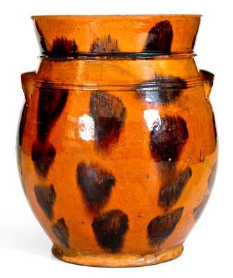 Norwalk, CT Redware Jar with Elaborate Manganese Decoration