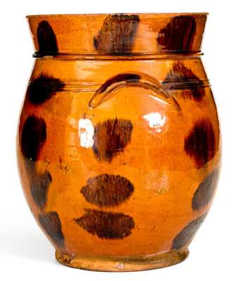 Norwalk, CT Redware Jar with Elaborate Manganese Decoration