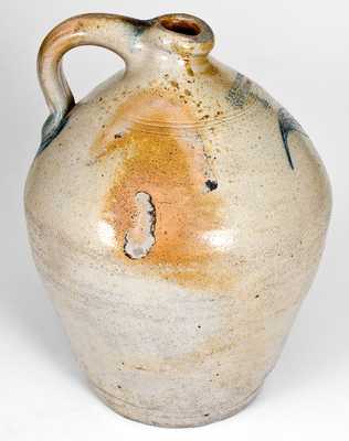 S. T. BREWER / NEW LONDON, CT Stoneware Jug w/ Fine Incised Leaf Decoration