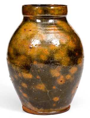 Unusual New England Handled Redware Jar