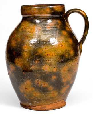 Unusual New England Handled Redware Jar