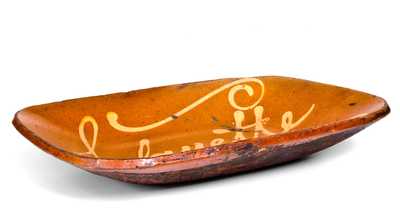 Fine Norwalk, CT Redware Loaf Dish Inscribed 