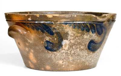 J. KEISTER / STRASBURG, VA Stoneware Milkpan with Swag Decoration