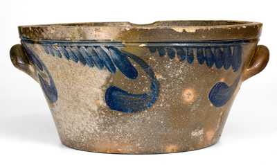 J. KEISTER / STRASBURG, VA Stoneware Milkpan with Swag Decoration