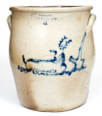 Extremely Rare 4 Gal. W. A. LEWIS / GALESVILLE, NY Stoneware Deer Crock