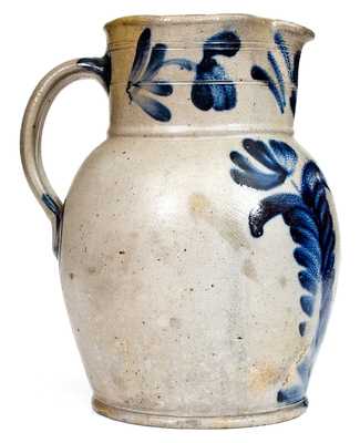 Fine Remmey Family / Philadelphia Stoneware Pitcher w/ Bold Blue Decoration