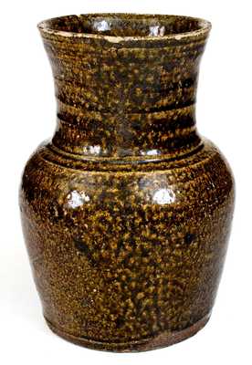 Unusual attrib. W.F. Hahn, Trenton, SC Alkaline-Glazed Spoutless Stoneware Pitcher