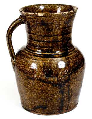 Unusual attrib. W.F. Hahn, Trenton, SC Alkaline-Glazed Spoutless Stoneware Pitcher