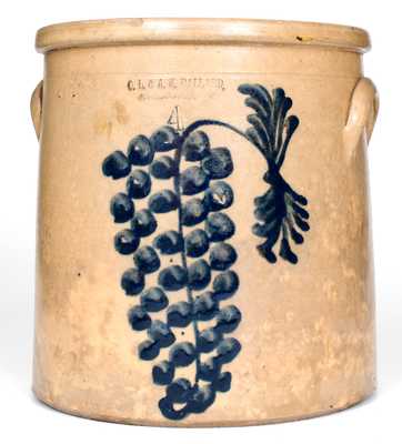 Unusual 4 Gal. O. L. & A. K. BALLARD / BURLINGTON, VT Stoneware Grapes Crock