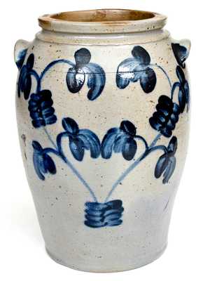3 Gal. Baltimore Stoneware Jar with Elaborate Floral Decoration