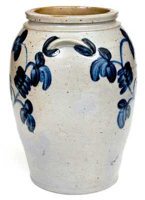 3 Gal. Baltimore Stoneware Jar with Elaborate Floral Decoration