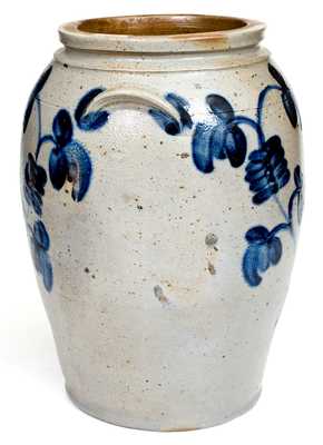 3 Gal. Baltimore Stoneware Jar with Elaborate Floral Decoration