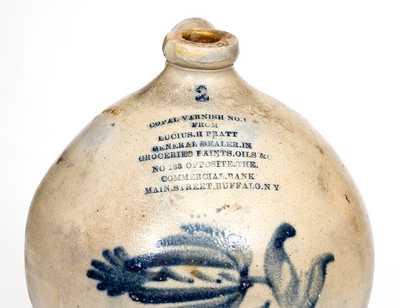 Unusual BUFFALO, NY Stoneware Jug w/ Eight-Line Impressed Advertising