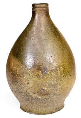 Extremely Rare 18th Century Iron-Dipped Stoneware Jug, probably Baltimore origin