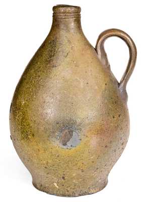 Extremely Rare 18th Century Iron-Dipped Stoneware Jug, probably Baltimore origin
