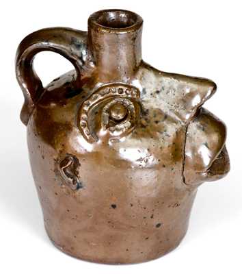 Rare Small-Sized Stoneware Face Jug, attributed to Brown Pottery, Arden, NC, c1930