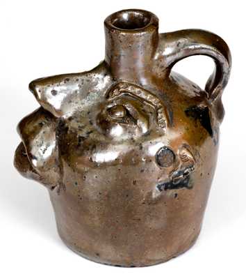 Rare Small-Sized Stoneware Face Jug, attributed to Brown Pottery, Arden, NC, c1930