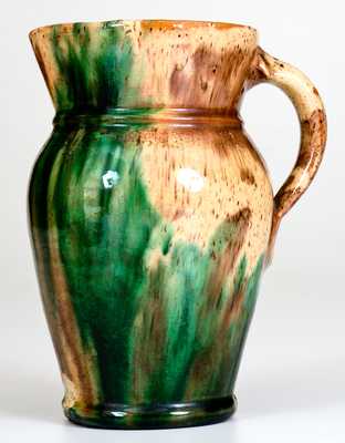 Very Fine Multi-Glazed Redware Pitcher, Strasburg, VA, circa 1890