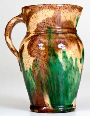 Very Fine Multi-Glazed Redware Pitcher, Strasburg, VA, circa 1890