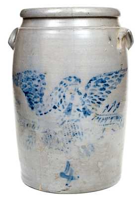 Unusual EAGLE POTTERY Stoneware Jar with Large Stenciled Eagle Decoration