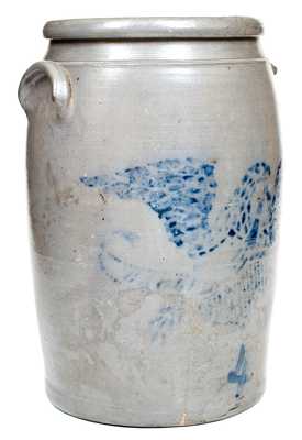 Unusual EAGLE POTTERY Stoneware Jar with Large Stenciled Eagle Decoration