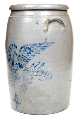 Unusual EAGLE POTTERY Stoneware Jar with Large Stenciled Eagle Decoration