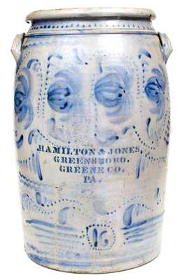 Fine 16 Gal. HAMILTON & JONES / GREENSBORO / GREENE CO., PA Stoneware Jar