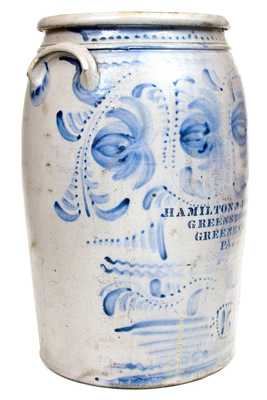 Fine 16 Gal. HAMILTON & JONES / GREENSBORO / GREENE CO., PA Stoneware Jar
