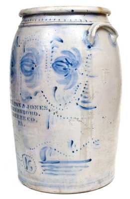 Fine 16 Gal. HAMILTON & JONES / GREENSBORO / GREENE CO., PA Stoneware Jar