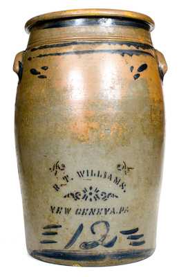 Twelve-Gallon R. T. WILLIAMS / NEW GENEVA, Pennsylvania Stoneware Jar