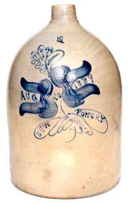 Important O.H. Smith (Flemington, NJ) 1889 Jug Commemorating Opening of the Pottery