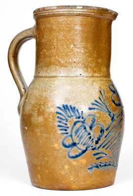 Scarce att. H. H. Zigler, Newville, PA Stoneware Pitcher w/ Elaborate Floral Decoration