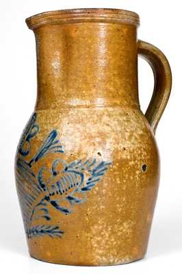 Scarce att. H. H. Zigler, Newville, PA Stoneware Pitcher w/ Elaborate Floral Decoration