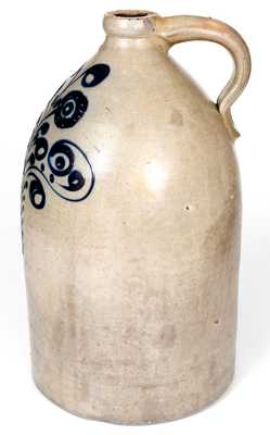 4 Gal. New England Stoneware Jug with Slip-Trailed Floral Decoration