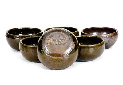 Six Alkaline-Glazed Stoneware Bowls, Signed Lanier Meaders, Cleveland, GA
