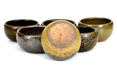 Six Alkaline-Glazed Lanier Meaders (Cleveland, Georgia) Stoneware Bowls