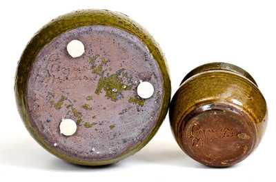 Two Alkaline-Glazed Lanier Meaders Lidded Stoneware Jars