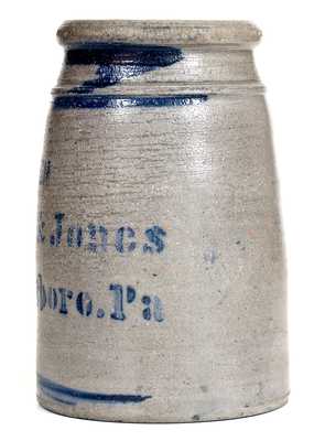 "From / Hamilton & Jones / Greensboro, Pa." Stoneware Canning Jar w/ Stripes
