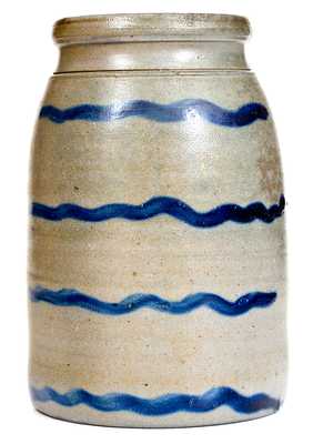 Stoneware Canning Jar with Bold Striped Decoration, possibly Palatine, WV