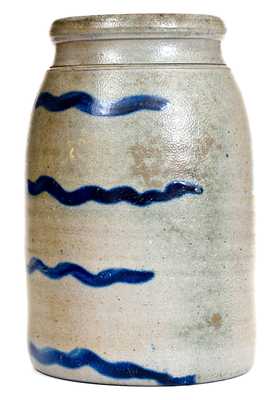 Stoneware Canning Jar with Bold Striped Decoration, possibly Palatine, WV