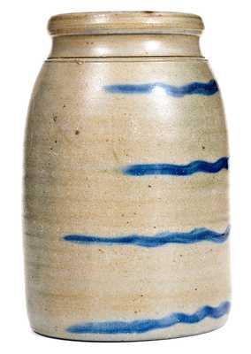 Stoneware Canning Jar with Bold Striped Decoration, possibly Palatine, WV