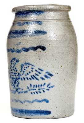 Western PA Stoneware Canning Jar w/ Stenciled Eagle and Stripe Decoration