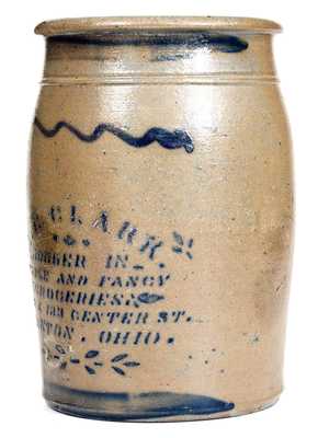 Unusual IRONTON, OHIO Stoneware Jar with Stenciled Advertising