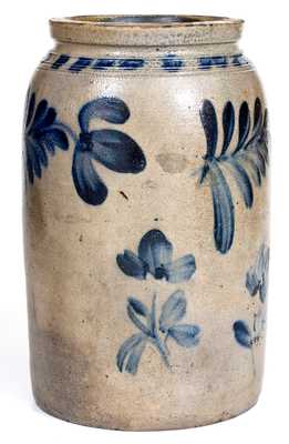 Unusual Remmey Stoneware Jar w/ Floral Decoration, Philadelphia, PA