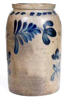 Unusual Remmey Stoneware Jar w/ Floral Decoration, Philadelphia, PA