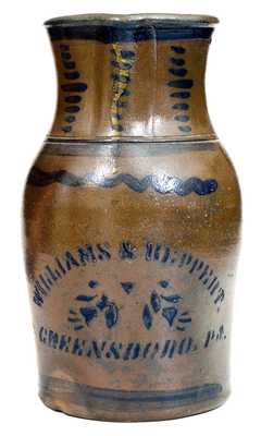 WILLIAMS & REPPERT / GREENSBORO, PA Stoneware Pitcher w/ Freehand Decoration